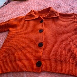 Women's Orange Button-Up Sweater
